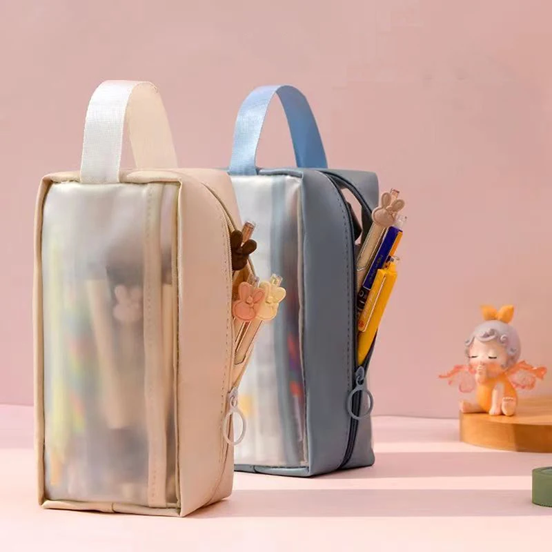 Simple Fashion Pencil Case Cute Large Capacity Pencil Pouch Portable Stationery Storage Bags Multifunctional Pencil Case