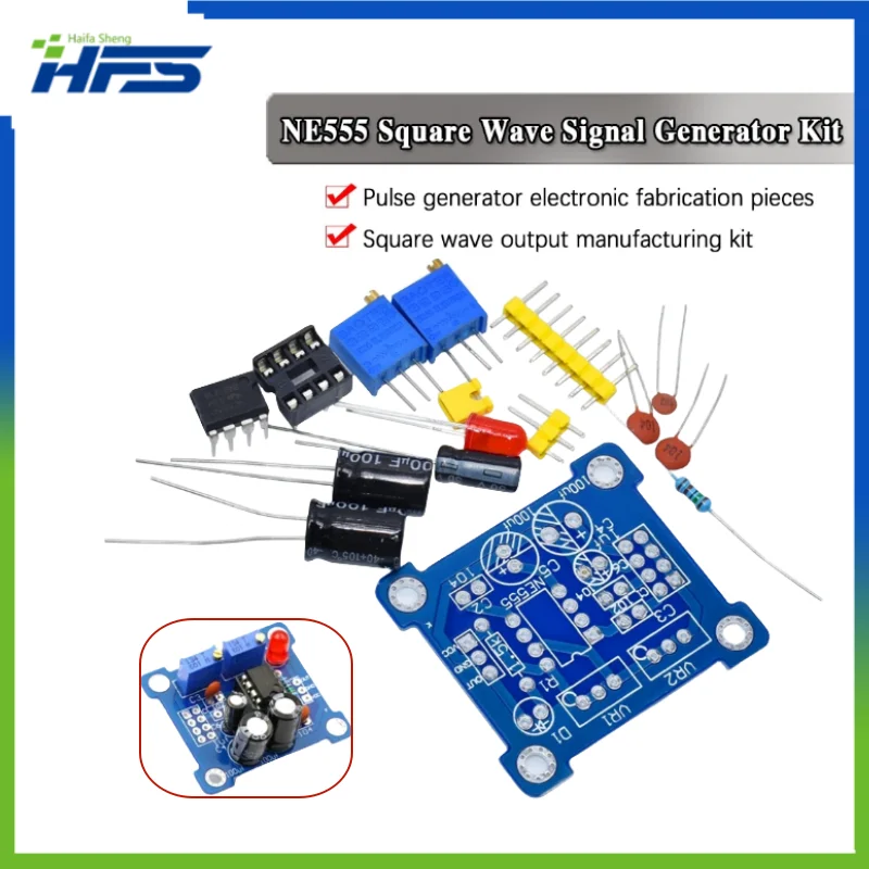 NE555 Pulse Generator Pulse Starter, Duty Cycle and Frequency Adjustable Module DIY Kit Square Wave Signal Oscillator