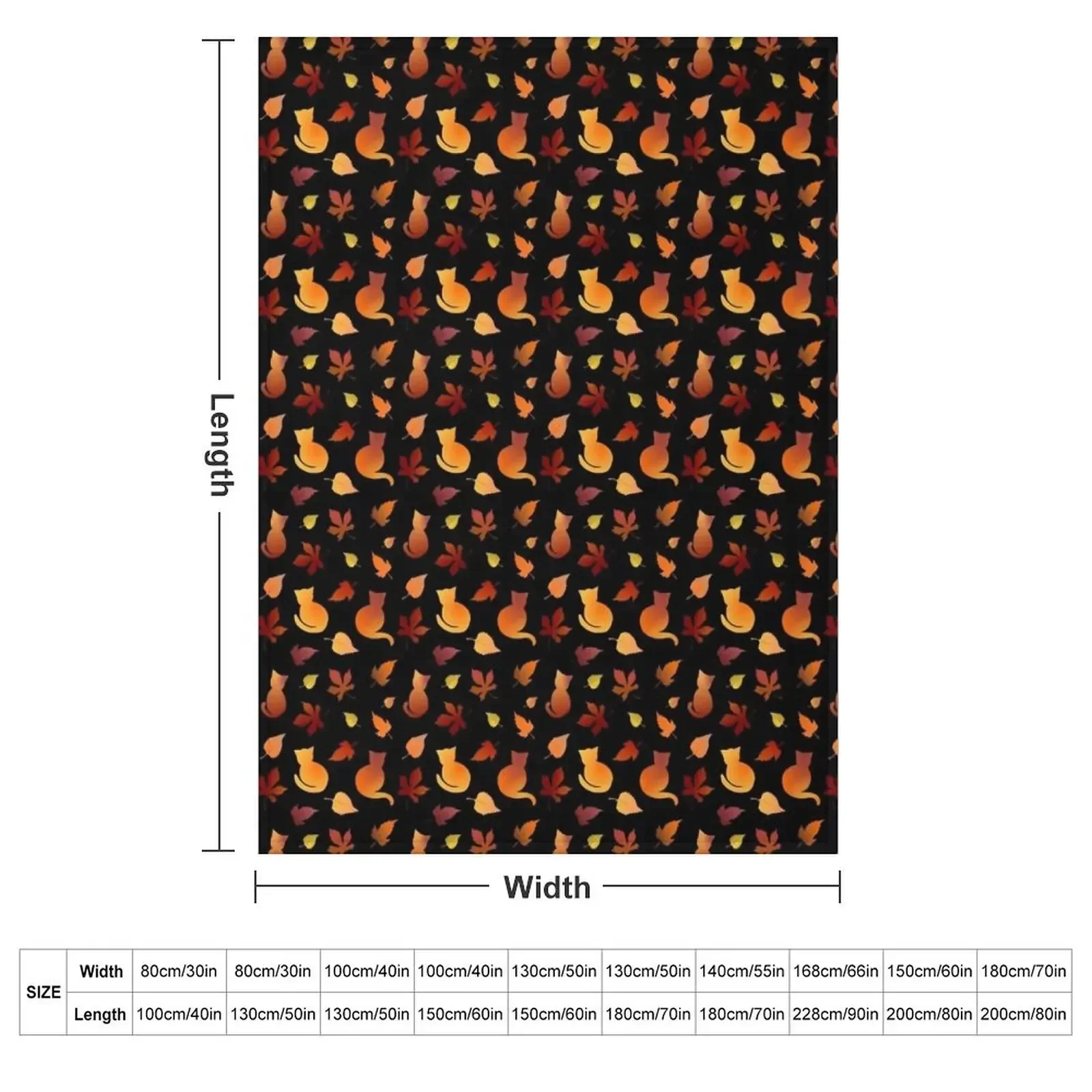 Fall /Autumn leaves and Autumn colored cats pattern Throw Blanket Nap Flannels Decorative Sofas Blankets