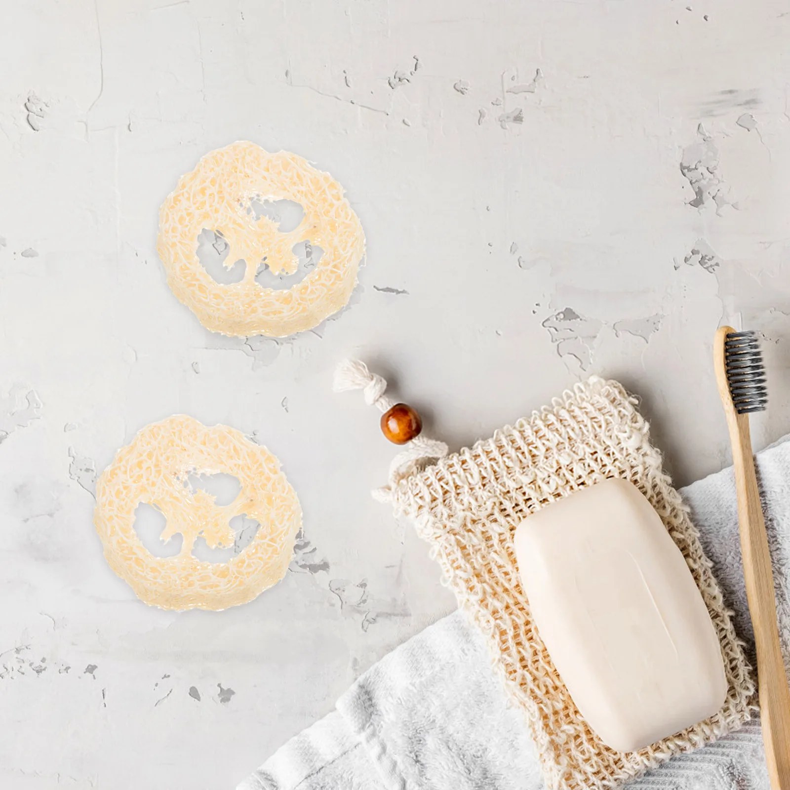 

5pcs Loofah Cuts Soap Tray Base Kitchen Bathroom Scrubber Pad Natural Cleaning Tool Household Soap Holder Storage Mat Dish