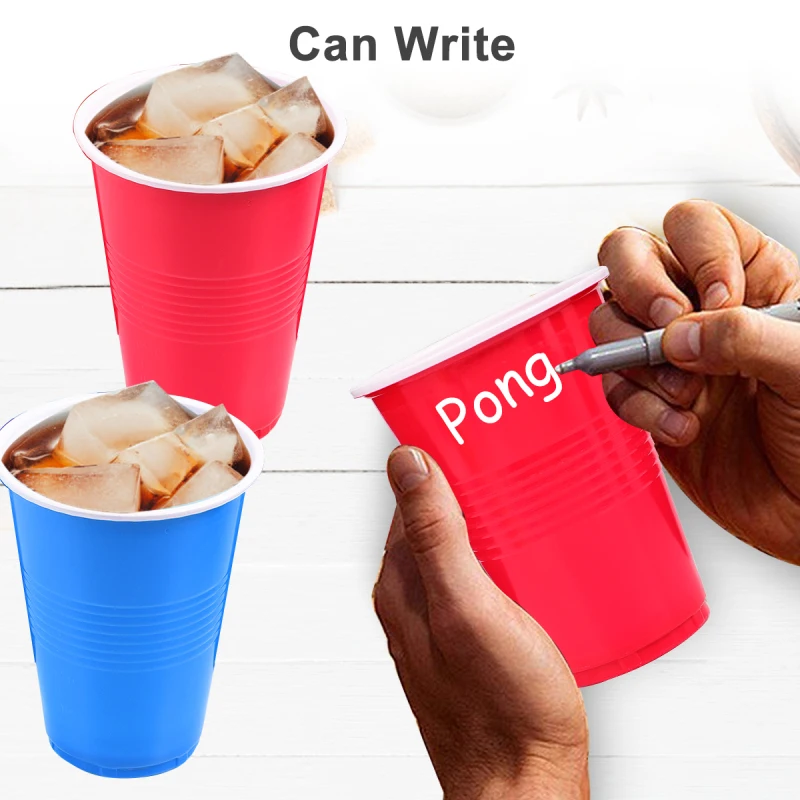 20pcs Disposable Plastic Cup Beerpong Two-tone PP Table Tennis 16oz Beer Cup Party Game Solo Cup Party Supplies