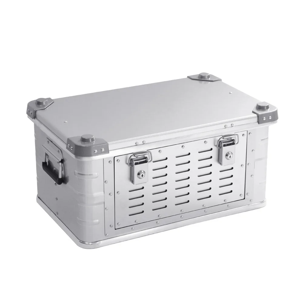 Double door aluminum alloy storage box, car storage box, large-capacity sundries metal box