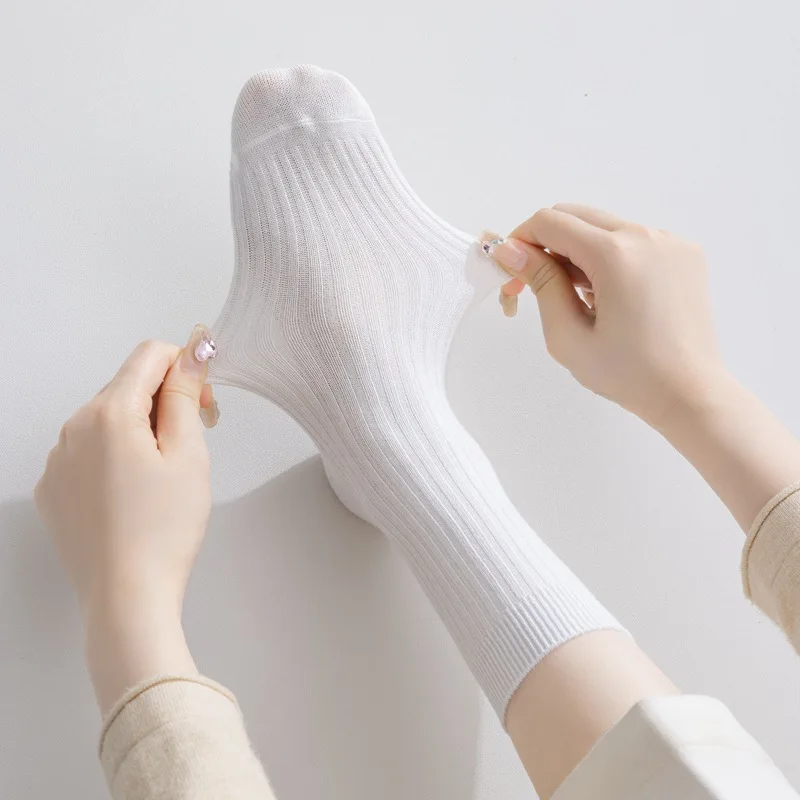 Solid Color Pink Socks Korean Style Girls Kawaii Cute Long Socks Women Japanese Fashion Harajuku Vintage Streetwear Women Socks