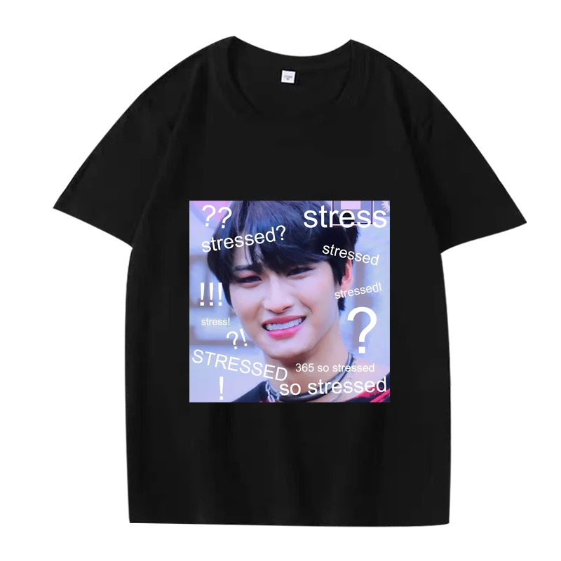 Ateez seonghwa stress meme Oversized T Shirt men ’s women 100% Cotton y2k streetwear funny short sleeve Summer print Unisex tops