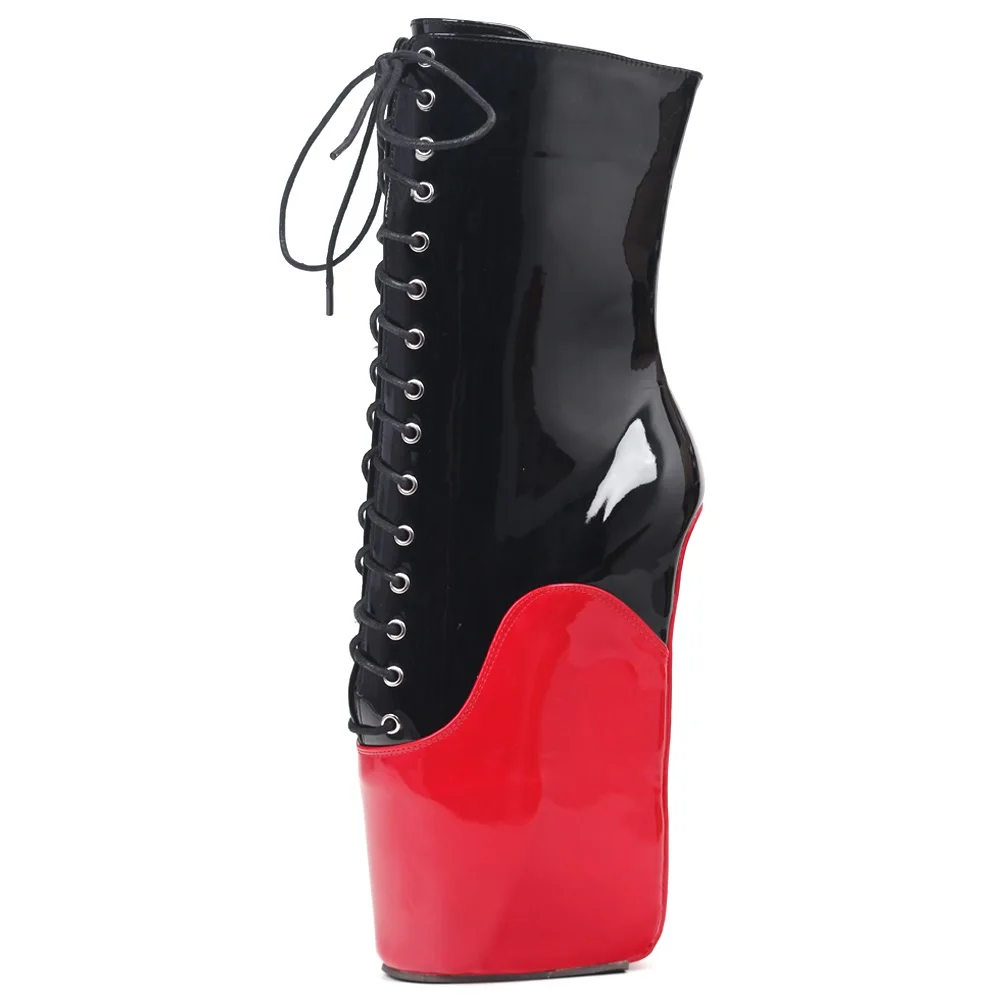 Botas de ballet con cuña sin tacón y suela de pezuña de tacón alto de 18CM, zapatos de baile unisex para travestis, Botas cortas fetiche negras, colores personalizados