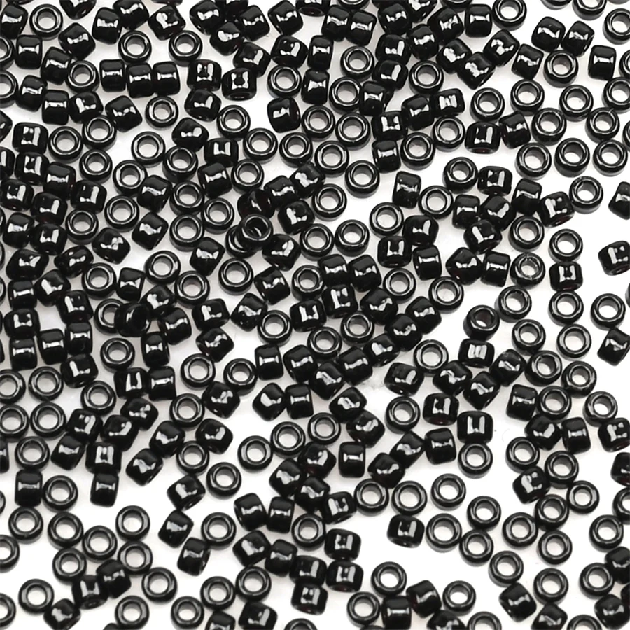 6000Pcs 1.9Mm Japan Pure Black Glass Seed Beads Solid Colour Small Craft Beads for Jewelry Making Diy Sewing French Embroidery