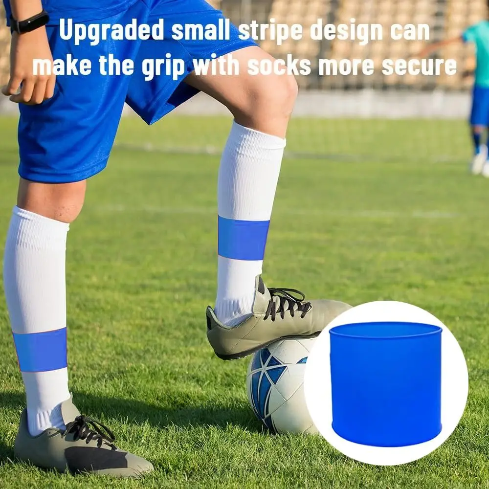 Soft Silicone Shin Guard Holders Elastic Fit Non-Slip Sock Holder Straps Washable Lightweight Soccer Leg Bands Athletic Sports