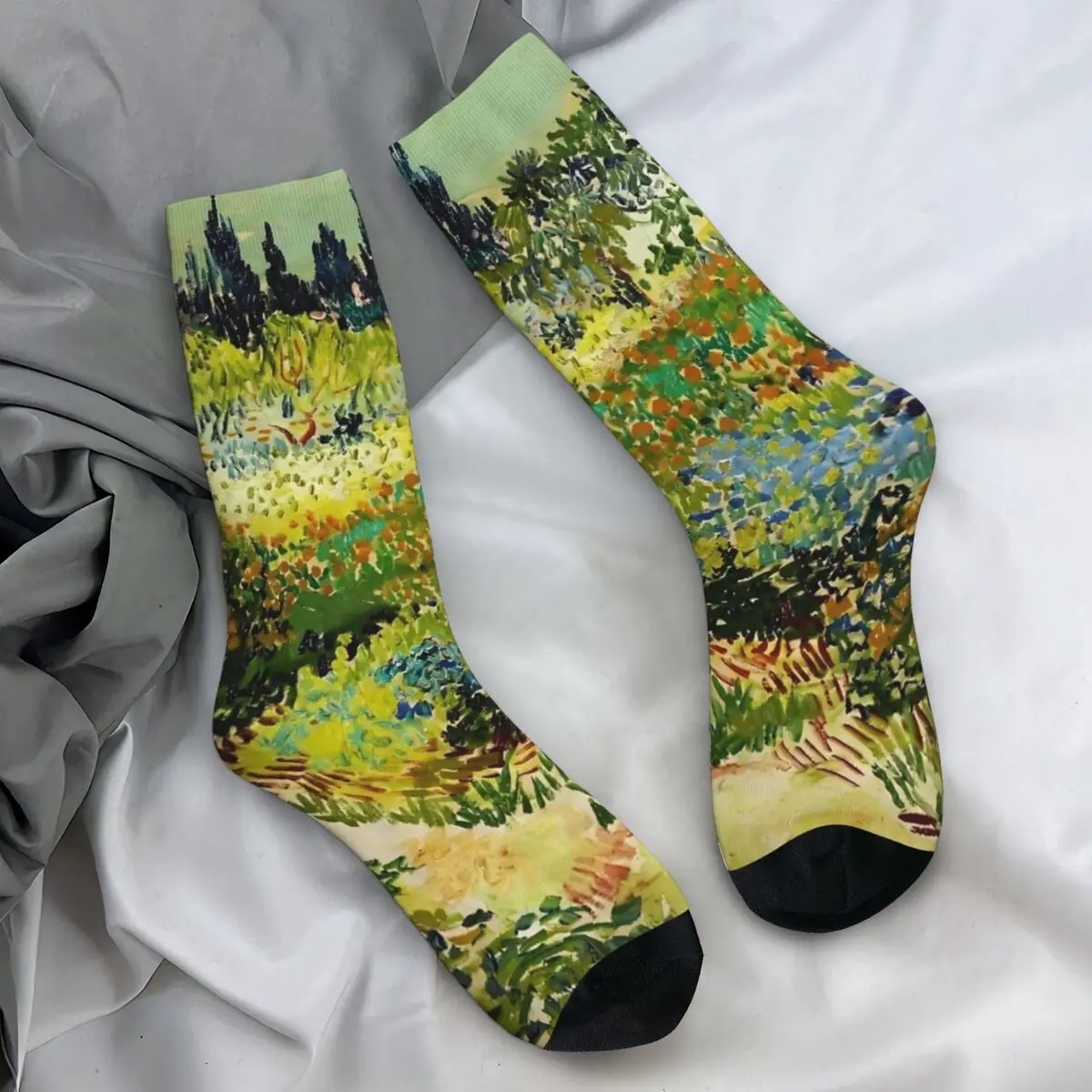 Van Gogh Socks Winter Garden at Arles Stockings Retro Unisex Men Quality Socks Custom Outdoor Anti Skid Socks