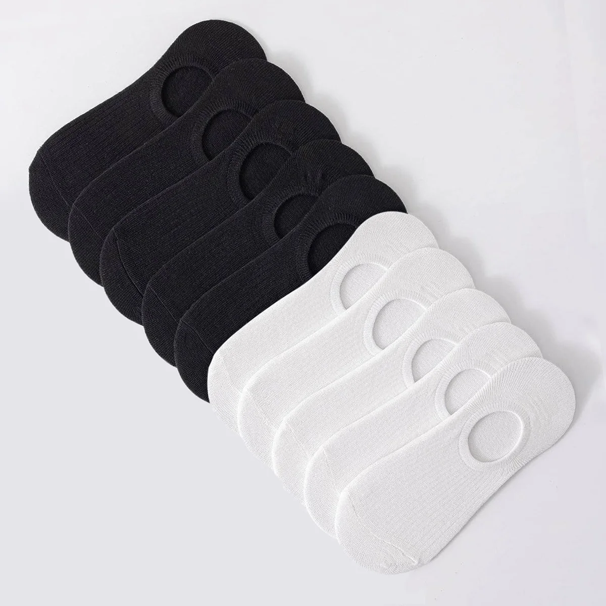5 Paar Sommer-Dünne Unsichtbare Socken für Damen, Silikon-Rutschfeste Bootssocken, Einfarbige Atmungsaktive No-Show-Slipper-Socken