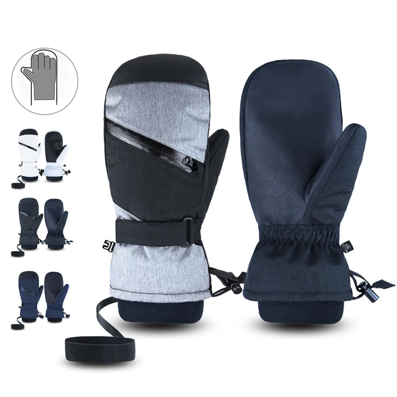 

Зимние лыжные перчатки на флисовой подкладке с 5 пальцами, сноубордические, с сенсорным экраном, термотолстые зимние перчатки для мужчин и женщин, теплые варежки для снегохода
