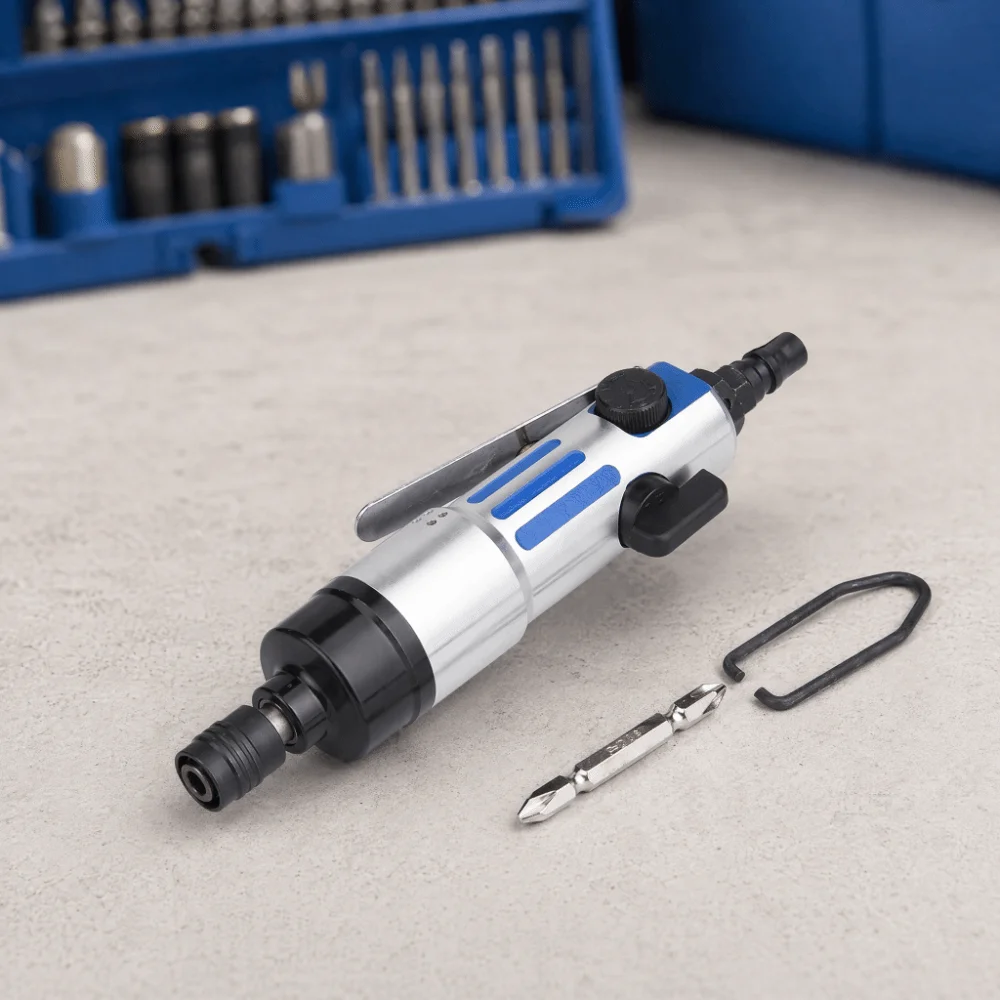 1/4 Inch Chuck Pneumatic Screwdriver Reversible Rotation Straight Hand Design Air Screwdriver Metal Construction