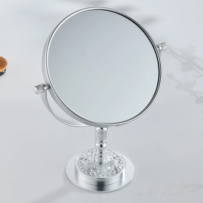 

Professional Bathroom Vanity Mirror 1:1 & 3X Magnification Dual-Sided Tabletop Cosmetic Mirror Aluminum Frame Black/Silver/Gold