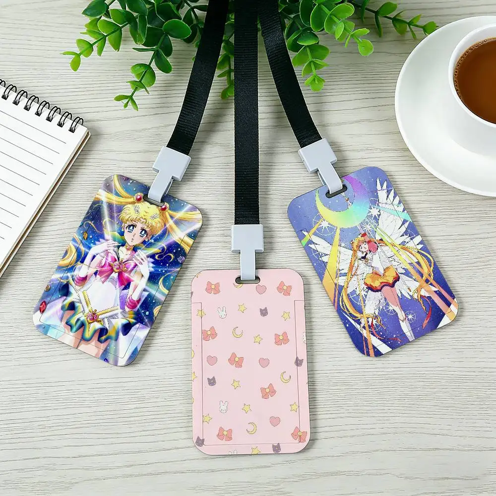 Anime S-Sailor M-Moon Card Cover Bag Business Work Name Card Badge Holders Unisex Credit Card Business Bus ID Holder Case