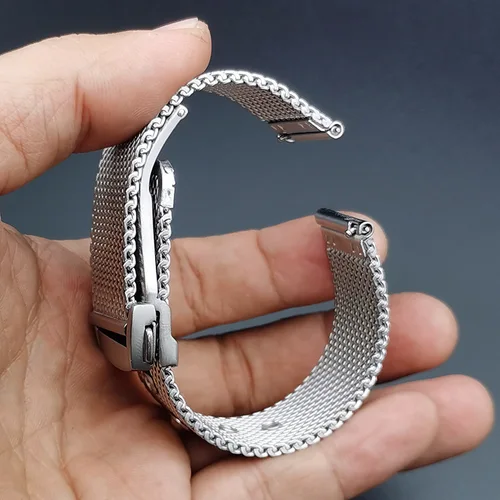 Pulsera de reloj milanesa de malla para reloj Omega Seamaster 007, Metal de alta gama, acero inoxidable con cierre plegable de mariposa, 20mm y 22mm