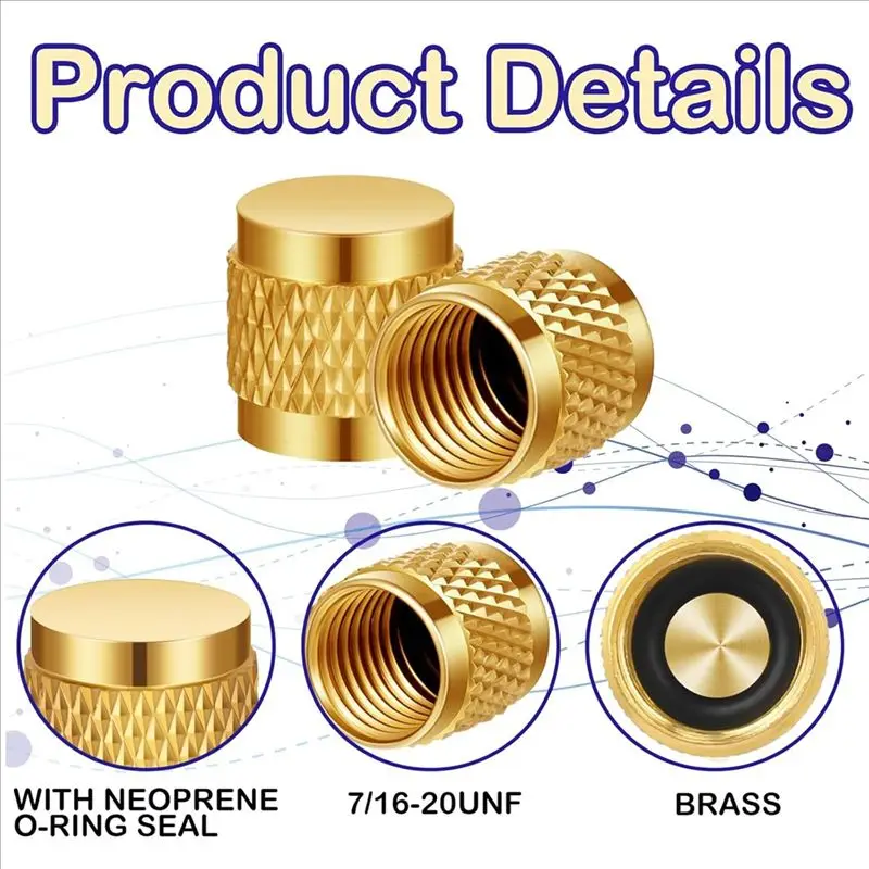 غطاء مضيئة مقاس 1/4 بوصة من ABFA، أغطية قفل HVAC نحاسية مستديرة، مع أغطية صمامات HVAC لخدمة التيار المتردد من النيوبرين، (25 قطعة) #4