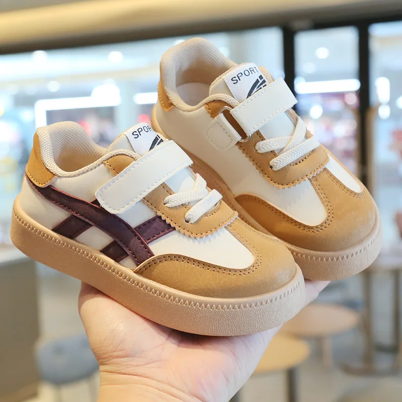 

Spring Autumn Girls Soft Soled Round Toe Shoes Boys Casual Board Shoes Children Fashion Low Top Sneaker Neutral Color Blocking