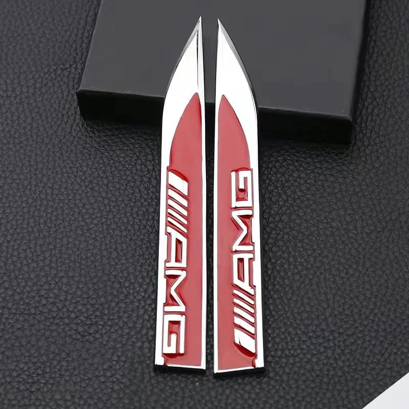 2pcs Metal Car Side Fender Blade Emblem Badge Stickers For Mercedes Benz AMG C E S GLE CLC Class W205 C300 W203 W206 W108 W124