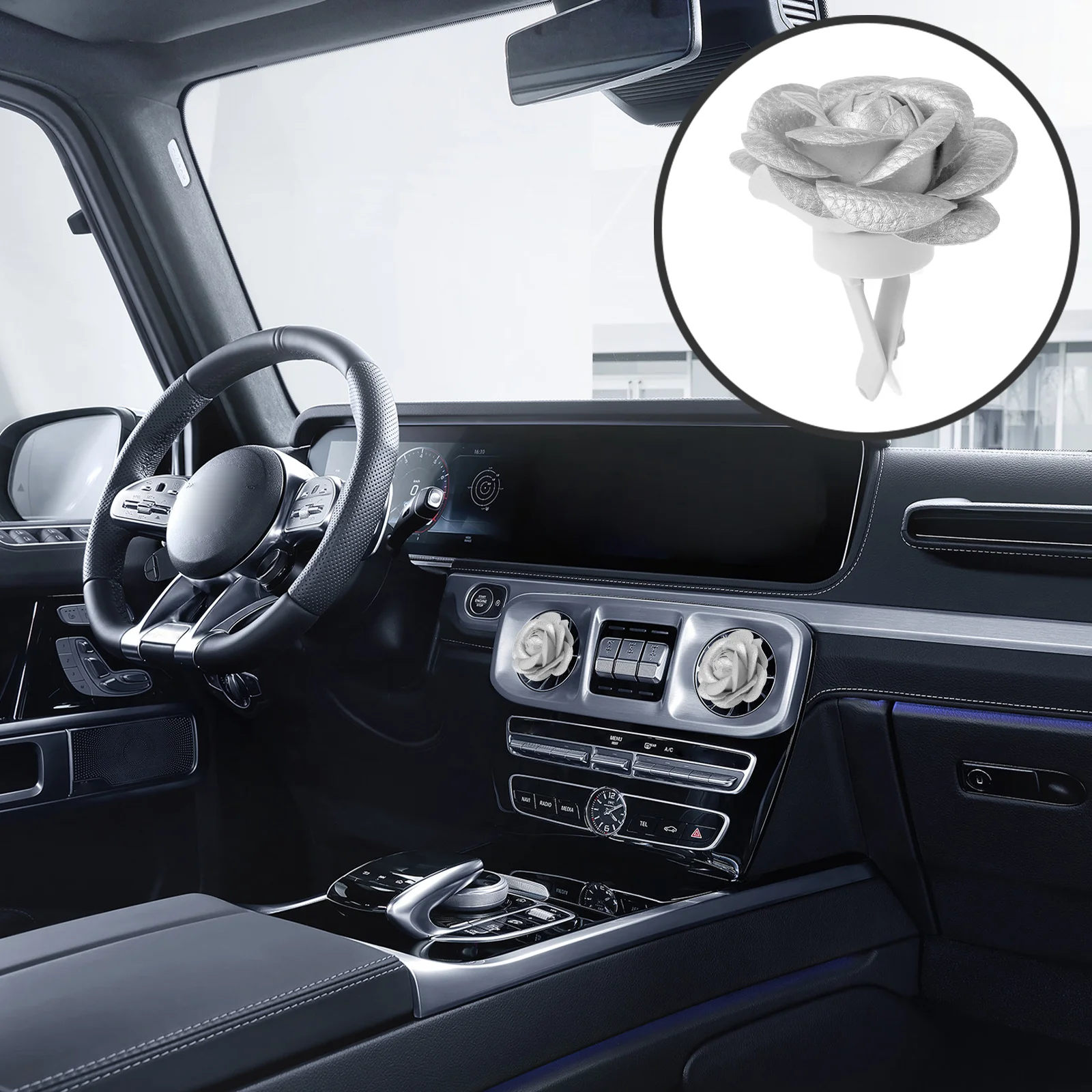 

Aromatherapy Car Air Vent Perfume Diffuser Clip Scented Oil Locket for Vehicle Office Room Air Freshening Accessory Silver