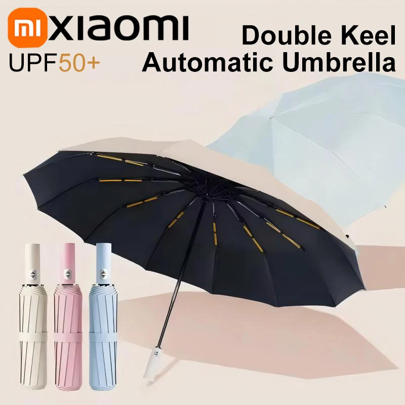 Xiaomi 24 Bone Fully Automatic Double Bone Folding Umbrella For Strong Wind Resitance Rain Resistance Sun And ANTI UV Protection