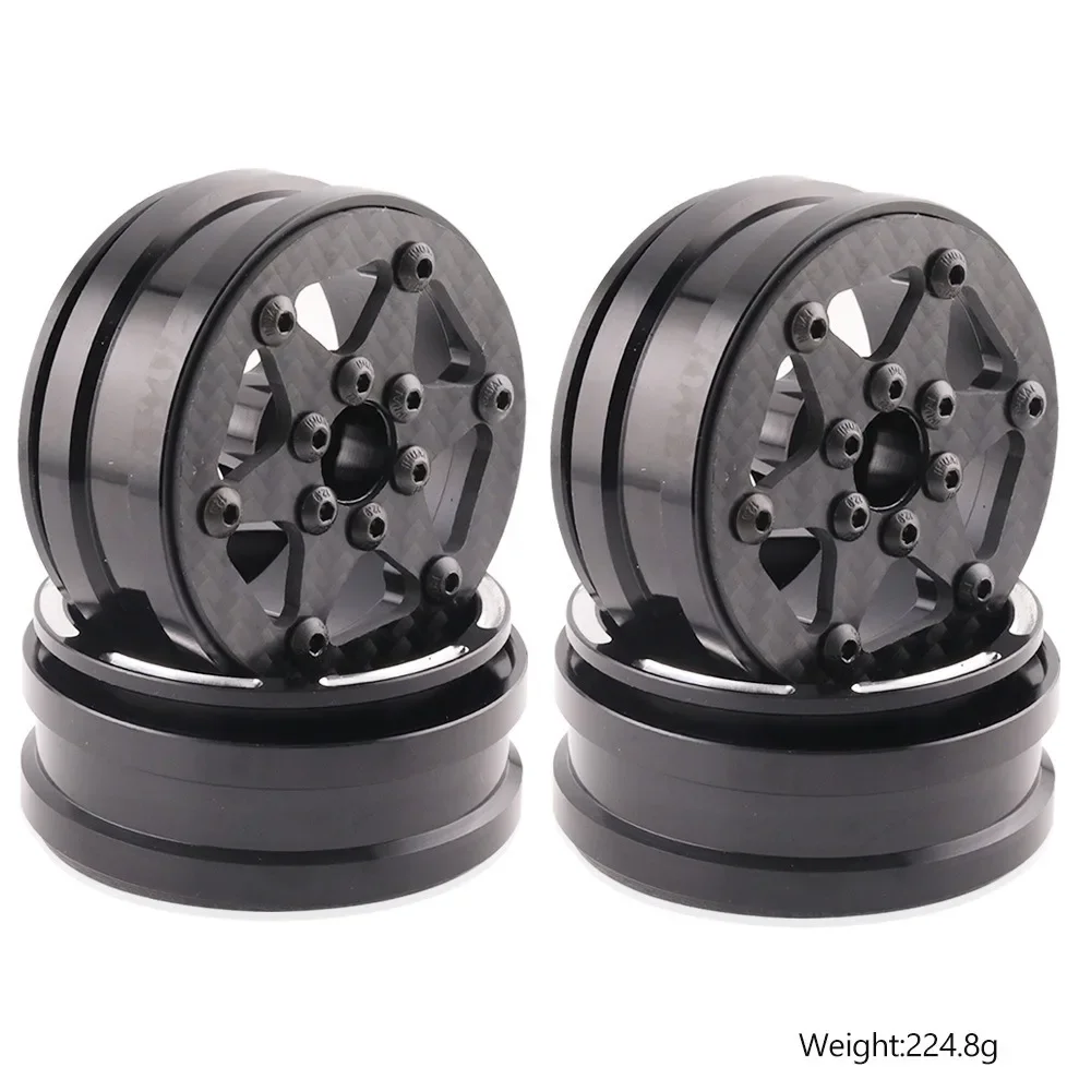 

4Pcs Carbon Fiber 1.9Inch Beadlock Wheel Rim Wheel Hub For 1/10 RC Crawler Car Axial SCX10 TRX4