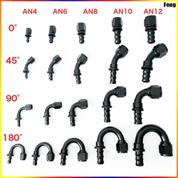 Universal black AN4 AN6 AN8 AN10 AN12 Push-on Hose End Fuel Oil Cooler Hose Fitting 0 45 90 180 Degree Connection Adapter