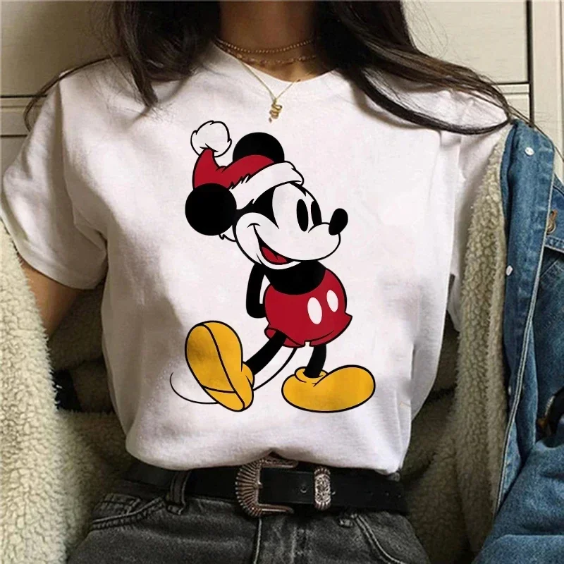 Disney Baumwoll-T-Shirt für Damen, Minnie und Mickey Mouse, Cartoon, lässig, Übergröße, Top, Hip-Hop-Stil, Kawaii, Sommer, lockeres Damen-Top