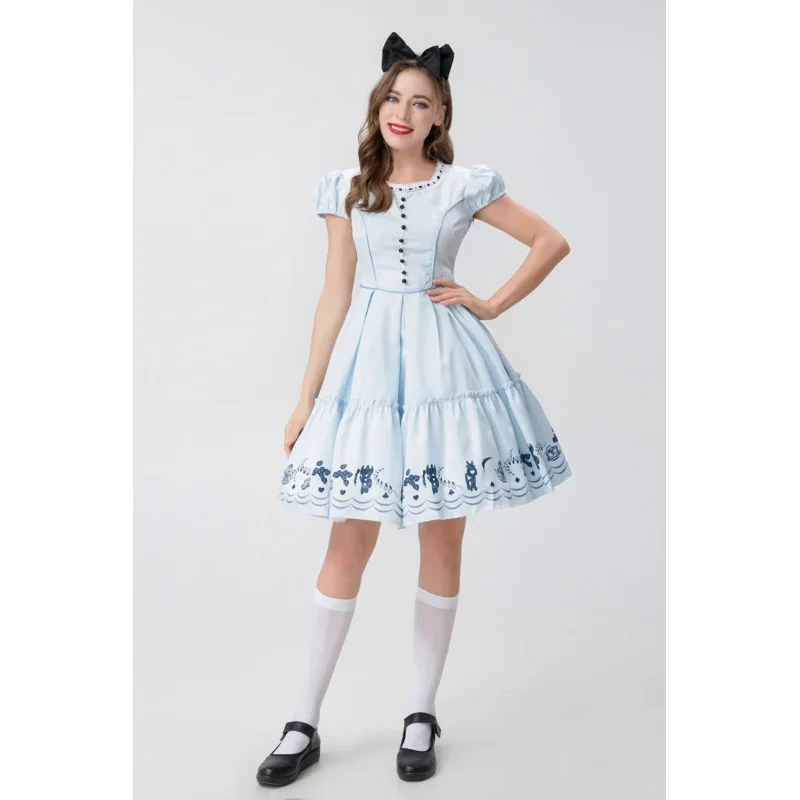 Anime Alice in Wonderland Mad Hatter Sissy Lolita French Maid Blue Dress Halloween Carnival Party Fantasia Magic Cosplay Costume