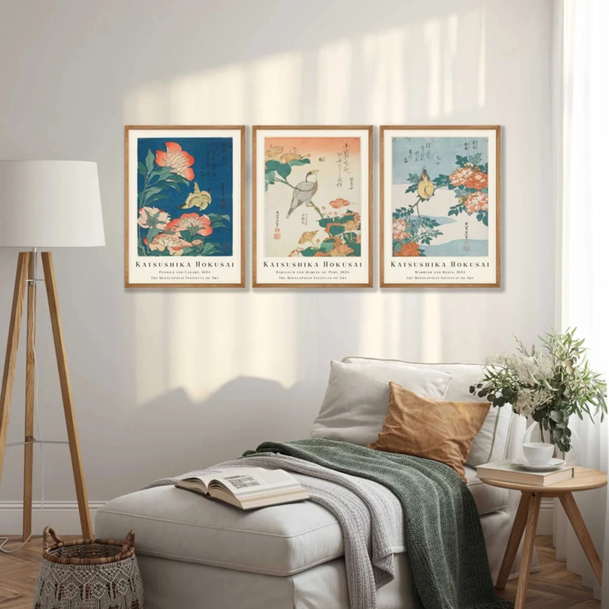 3枚組 レトロな日本の花鳥画 ウォールアート プリント キャ - Home Decor Japanese のレビューと価格