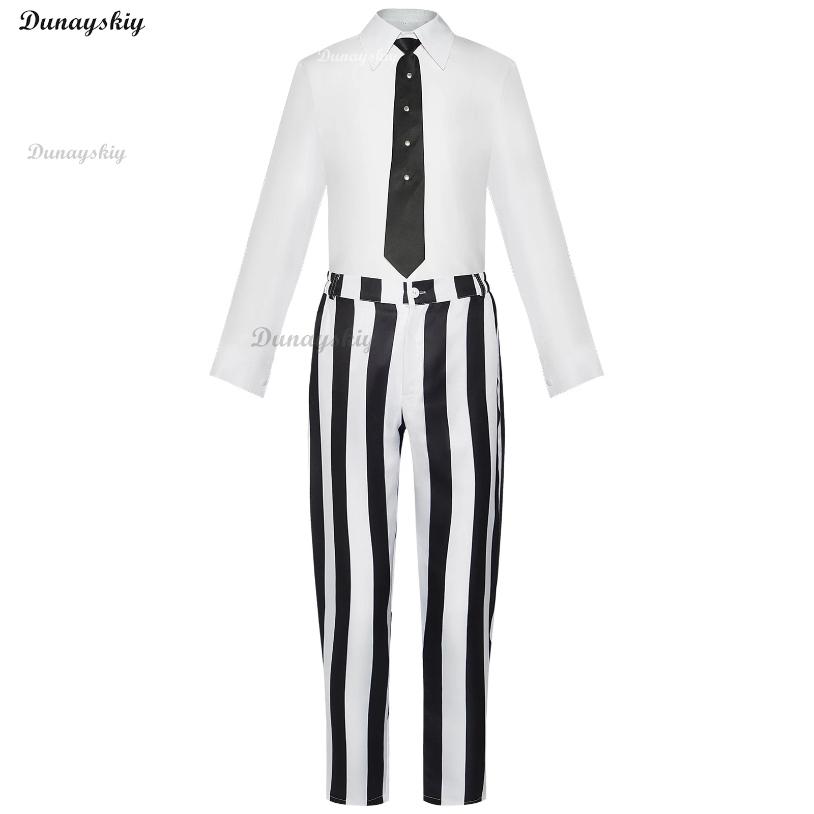 زي مايكل كيتون تنكري للرجال ، بدلة مخططة بالأبيض والأسود ، سترة ، قميص ، سراويل ، ملابس ، هالوين ، كرنفال ، شعر مستعار ، قناع