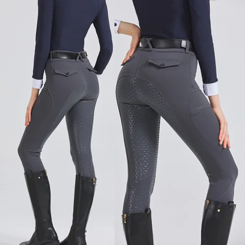 Pantalones para las cuatro estaciones, pantalones deportivos ecuestres profesionales para mujer, pantalones antideslizantes de silicona para montar, camiseta resistente al desgaste de alta elasticidad