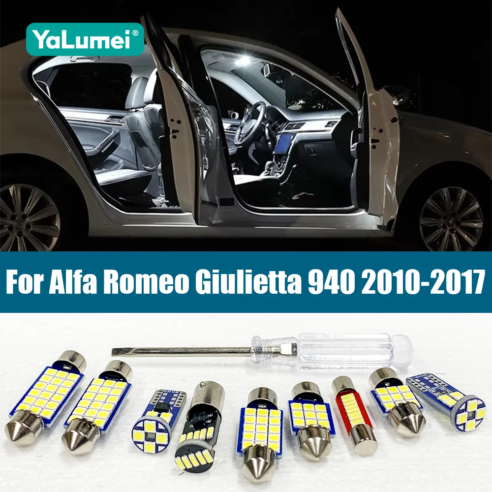 

Для Alfa Romeo Giulietta 940 2010-2016 2017: Комплект из 14 светодиодных ламп для салона (светильники для чтения, зеркала, багажника, дверей) и аксессуары