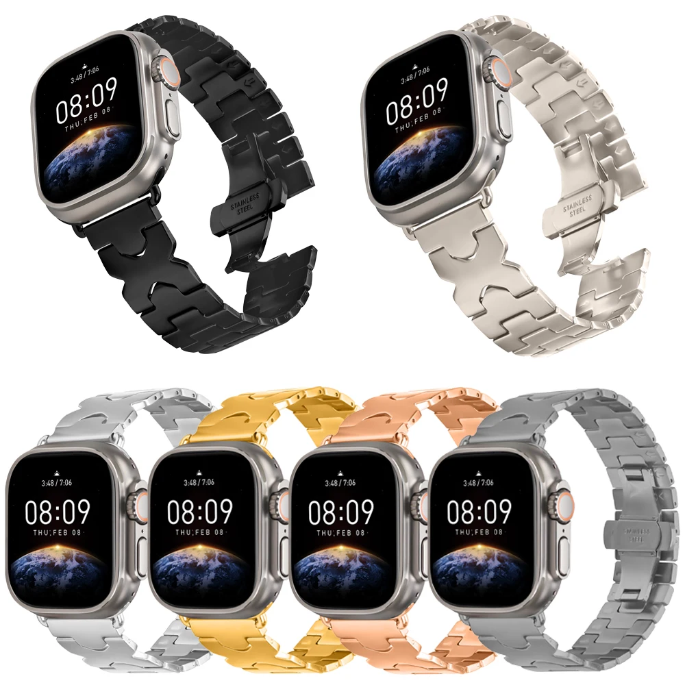 สายรัดสแตนเลสสําหรับ Apple Watch Band 49 มม.44 มม.46 มม.45 มม.42 มม.40 มม.41 มม.38 มม.สร้อยข้อมือ iWatch Series 10 9 8 7 6 SE Ultra 2