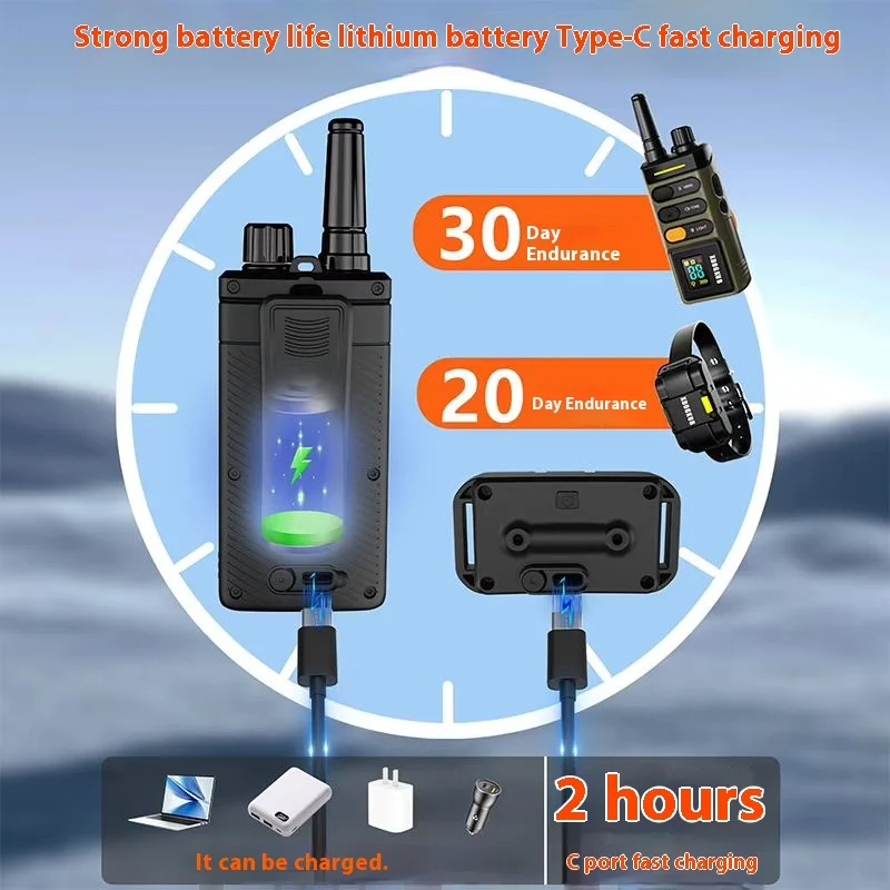 جهاز تدريب الكلاب الجديد 2000 متر جهاز تدريب يدوي للتحكم عن بعد جهاز مضاد للنباح IPX7 مقاوم للماء مناسب لجميع الكلاب #4