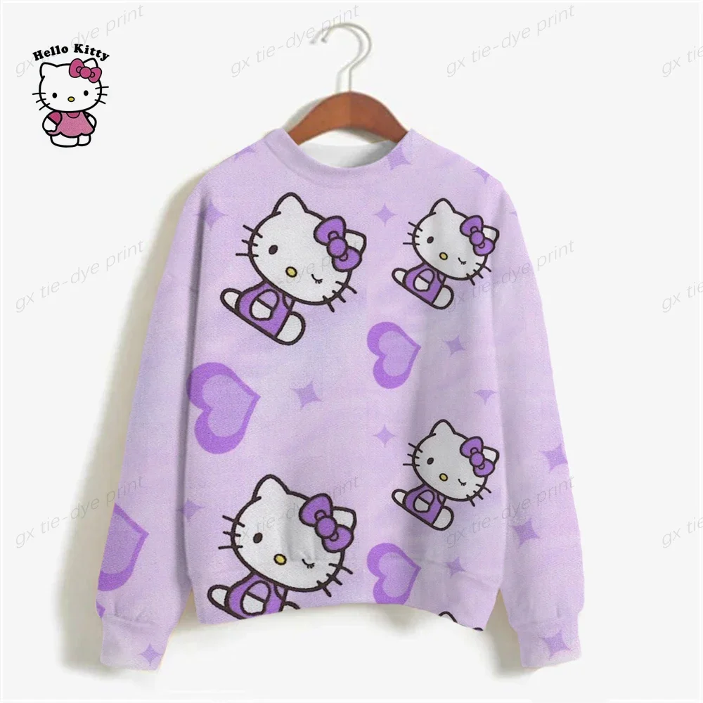 HELLO KITTY Sweatshirt Women S-3XL Hoodie Female Loose Korean Thin Chic Women\'s Sweatshirts Pink Cartoon Kawaii Hoodies Y2K