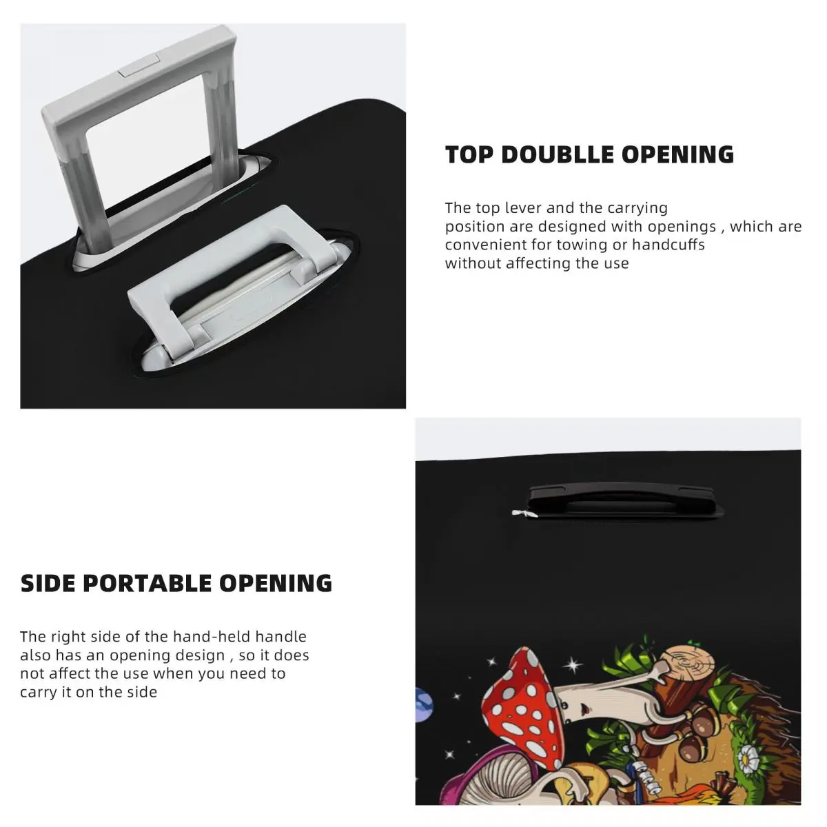 Hippie Magic Mushroom Suitcase Cover Protection Elastic Travel Luggage Protector Covers for 18-32 Inch