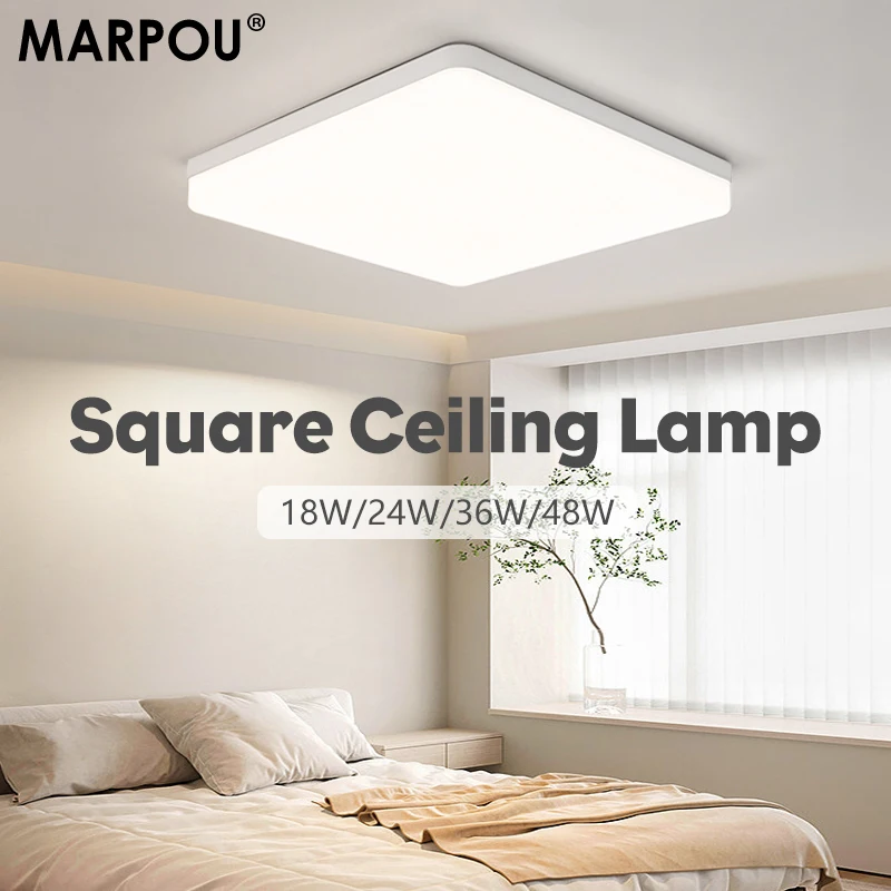 MARPOU Square Led ceiling lamp Led Lighting bedroom  48W 36W 24W 18W led ceiling light room Neutral white cold white warm white