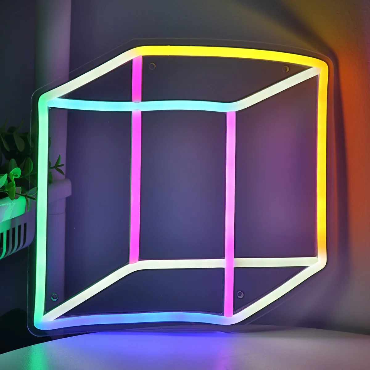 1PC Cube LED Wall Neon Sign Light For Room Home Party  Shop Pub Club  Decoration9.65''*9.21''