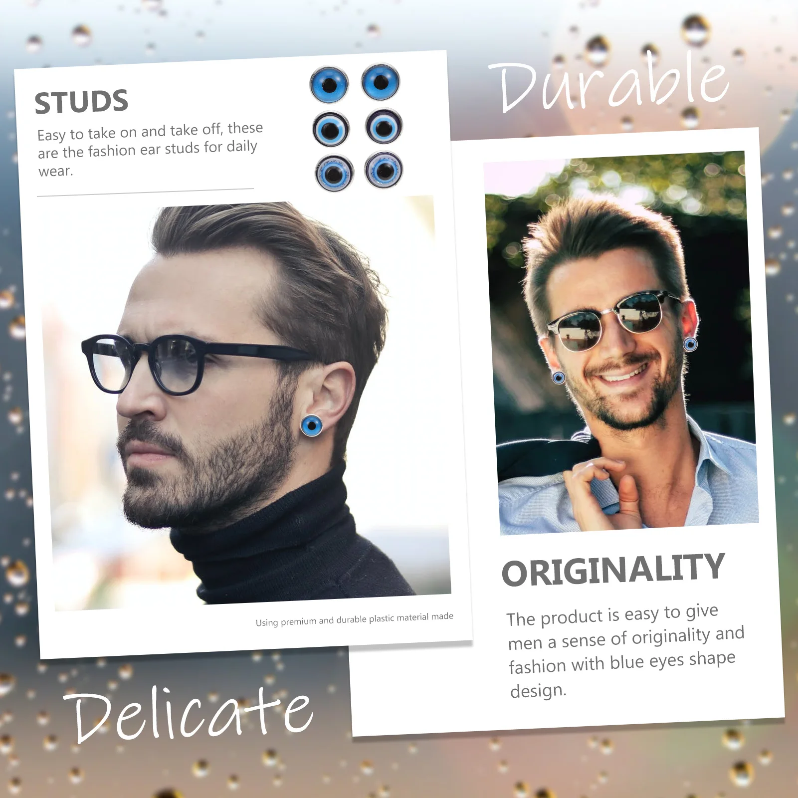 

Earrings for Sensitive Ears Demon Studs Fashion Alloy Jewelry Unique Blue Eyes Shape Design Easy On Off Daily Wear Men's