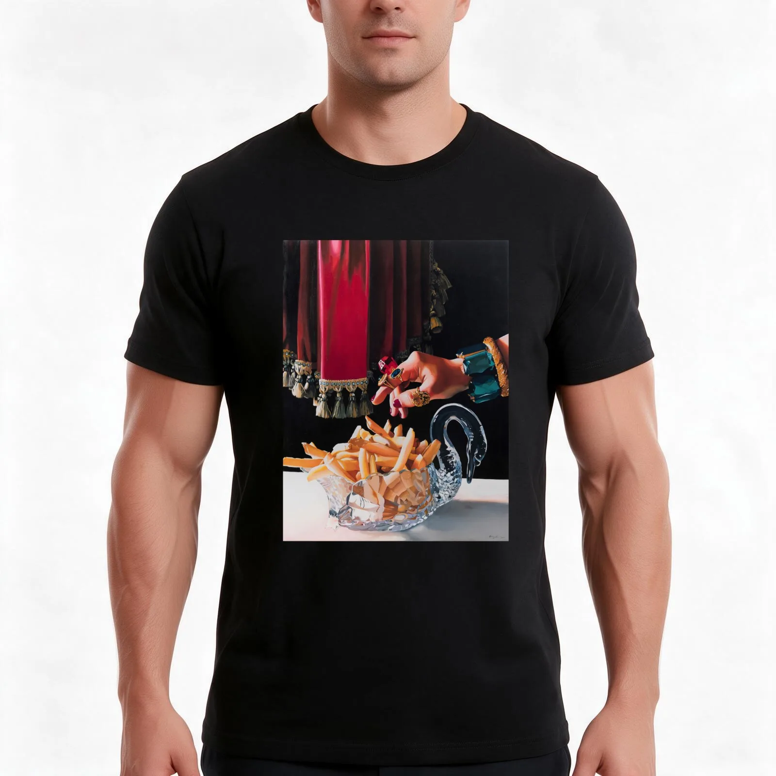 Afternoon Snack T-Shirt, Summer Casual Cotton Tee, Oversized Streetwear Tops, Vintage Graphic Print, Loose Fit Short Sleeve