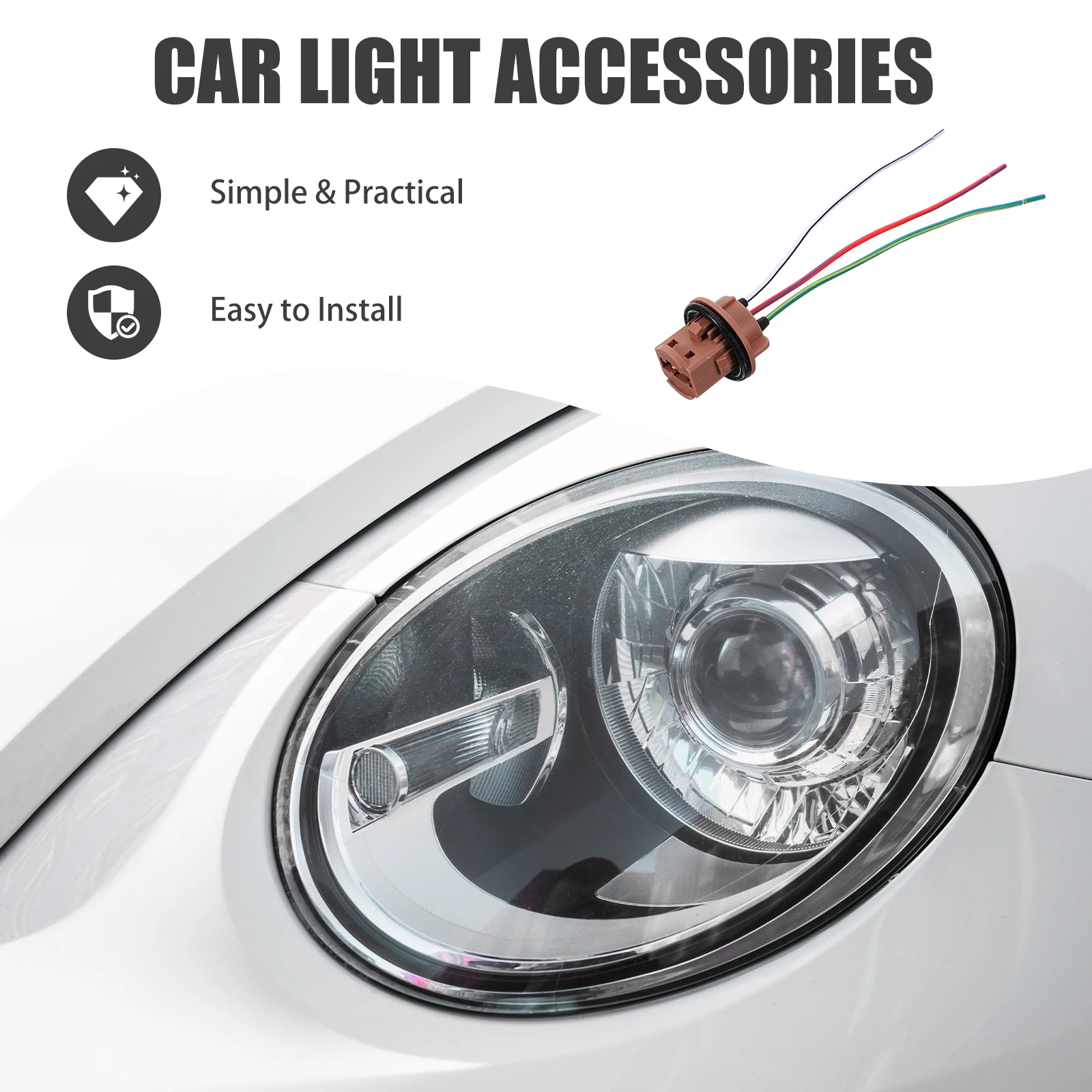 

Plug Play Car Lamp Socket Auto Light Bulb Base Adapter Durable Plastic Metal Long Life Overload Protection Easy Installation