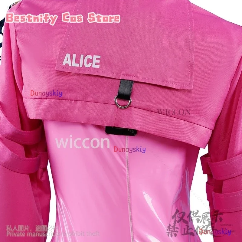 CosplayAnime لعبة NIKKE آلهة النصر تأثيري أليس زي الساخن الوردي Pu مثير Lencerias الفتيات بذلة الباروكات Cosp