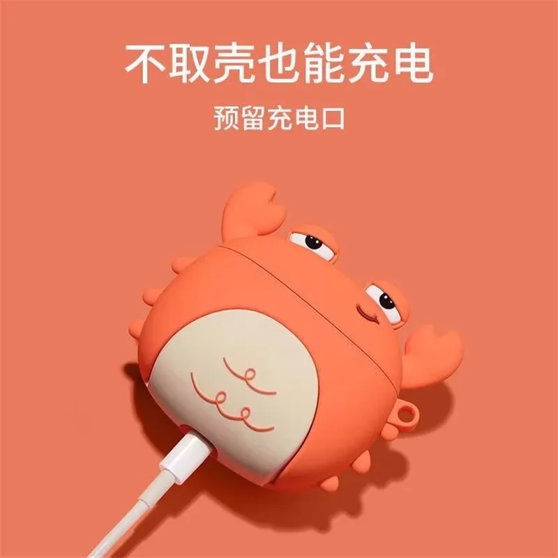 For Airpods 1 2 3 4 Pro Pro 2 Pro 3 small crab Silicone Earphone Case Accessories Cover