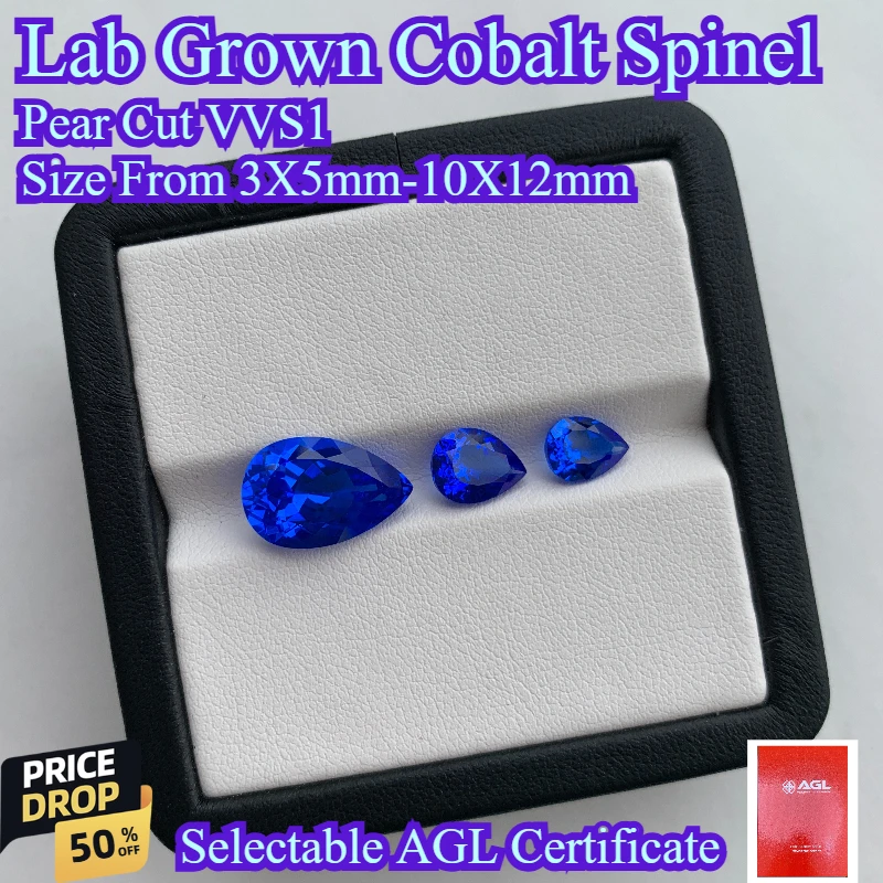 

Pear Cut Lab Grown Cobalt Spinel gemstone for DIY Ring Necklace Earrings Main Materials Selectable AGL Certificate