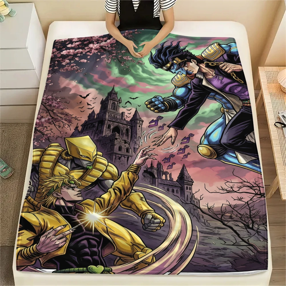 JOJO's Bizarre Adventure Print Flannel Blanket Warm Soft Throw for Sofa Bed Chair Travel Picnic Comfortable Bedroom Decor-Xin