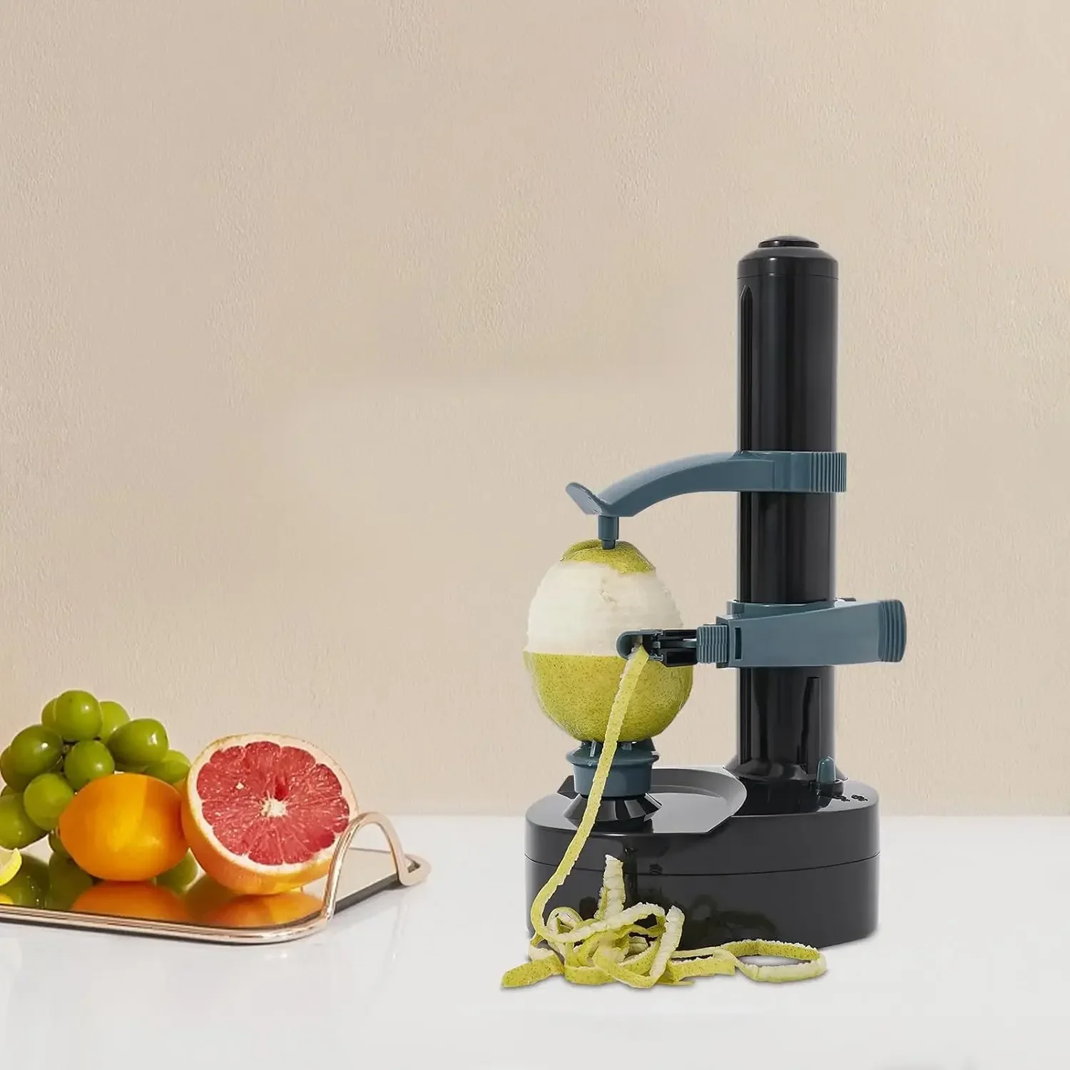 Electric Peeler Automatic Potato Apple Pear Peeler Smart Vegetable and Fruit Peeler Machine Stainless Steel Kitchen Peeling Tool Dual Power with 2 Replacement Blades and 1 Handy Thumb Knife - view 4