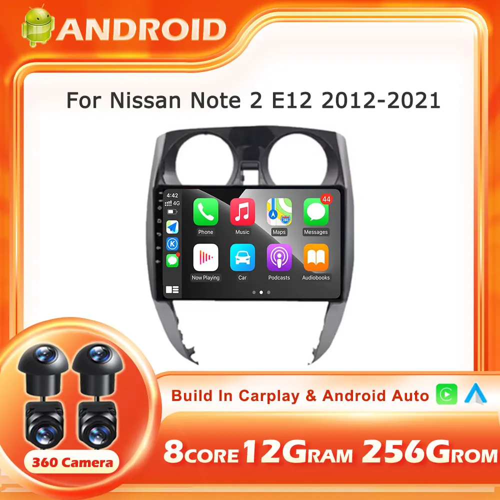 

Android 14 Auto For Nissan Note 2 E12 2012-2021 car radio CarPlay play video player Multimedia navigation GPS Bluetooth tools