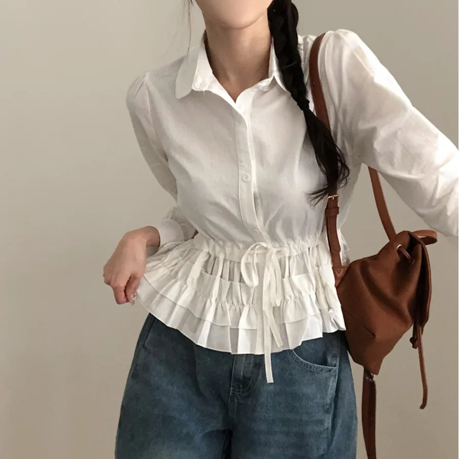 تصميم فريد من نوعه طويل Sve irt المرأة ربيع 2026 الخصر Cinched ربطة القوس فيونكة عادية Sle مكافحة الشيخوخة مزيج القطن تنوعا