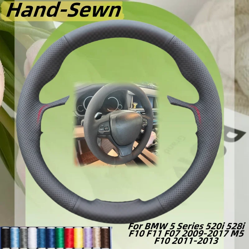 

Car Steering Wheel Cover Hand-Sewn Microfiber Leather For BMW 5 Series 520i 528i F10 F11 F07 2009-2017 M5 F10 2011-2013