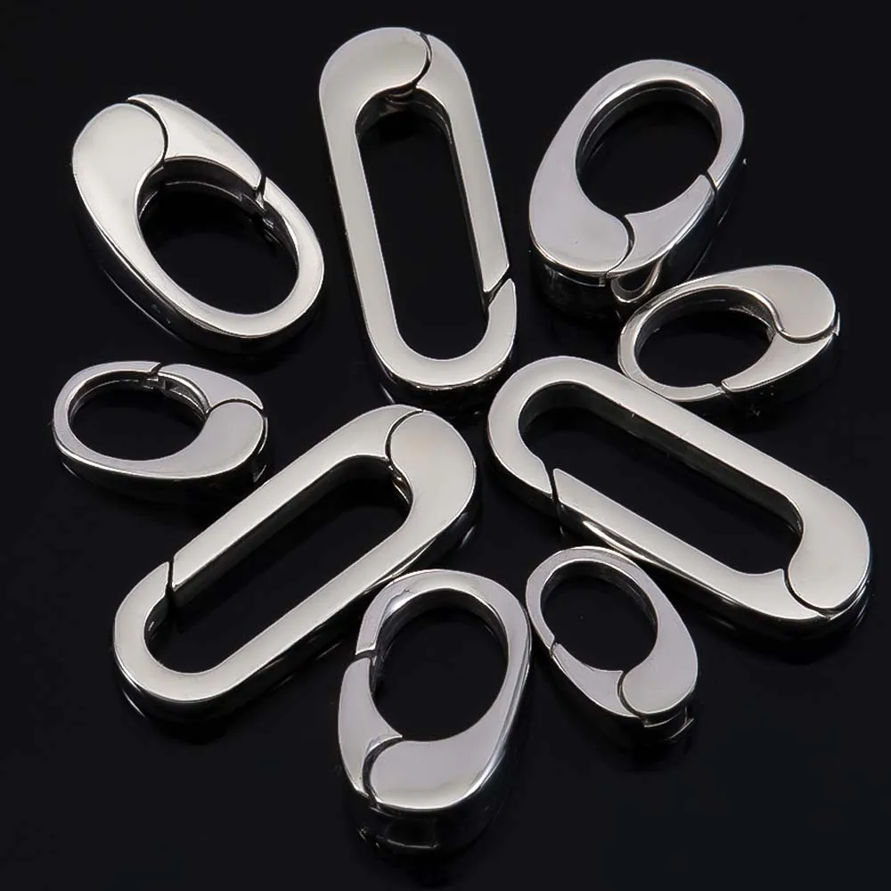 2 pcs/1 pc ไม่มีสแตนเลสฤดูใบไม้ผลิ Lobster Clasp รูปไข่ Clasps สําหรับพวงกุญแจ Keyring Carabiner Key ผู้ถือเครื่องประดับ DIY ทํา