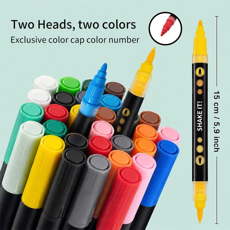 12-60 Colors  Acrylic Marker Pen Direct Liquid Acrylic Paint Markers Pens  Canvas Rock Glass Wood Paper DIY Art Markers